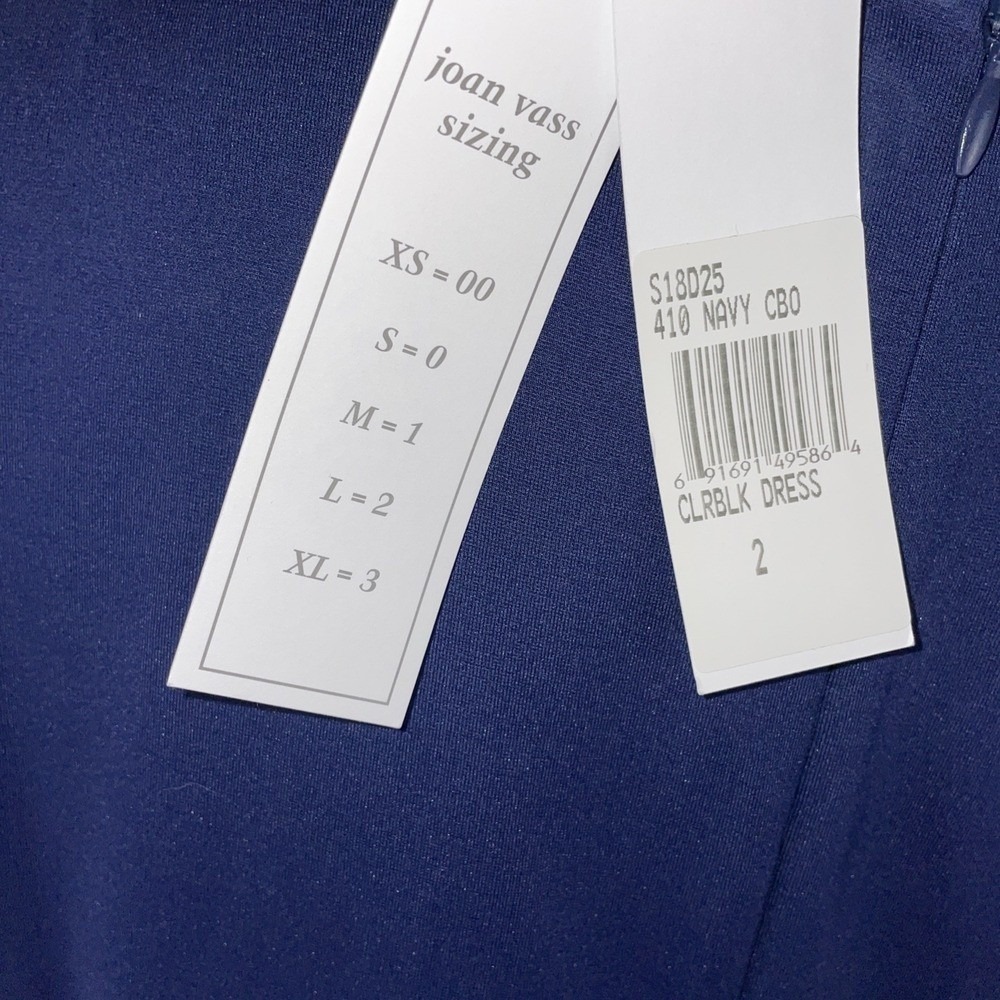 Joan Vass Colorblock Knit Shift Dress Navy White Lime Pocket NWT L - Picture 5 of 9